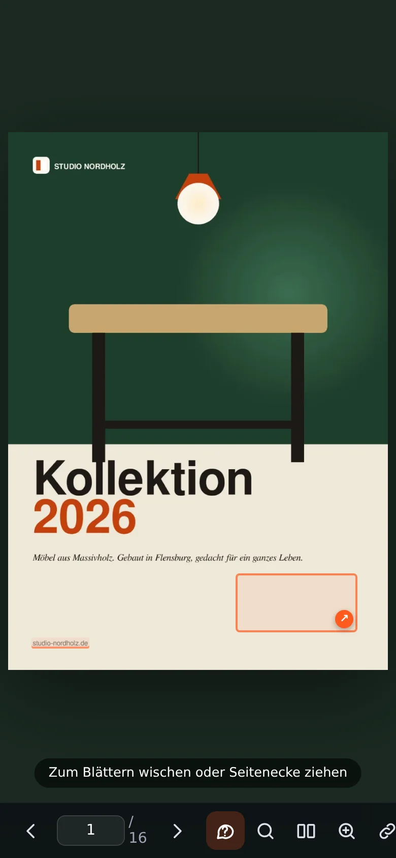 Der Beispielkatalog auf dem Handy